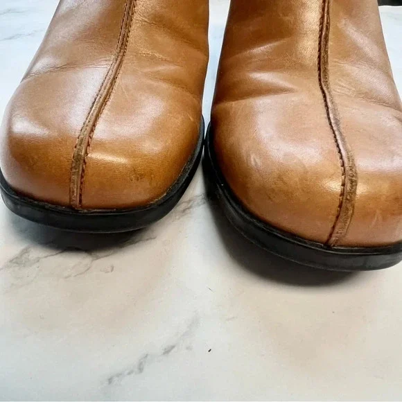 Clarks Chunky Platform Leather Slip On Casual Mule Brown Block Heel Women Size 8 - Picture 9 of 14